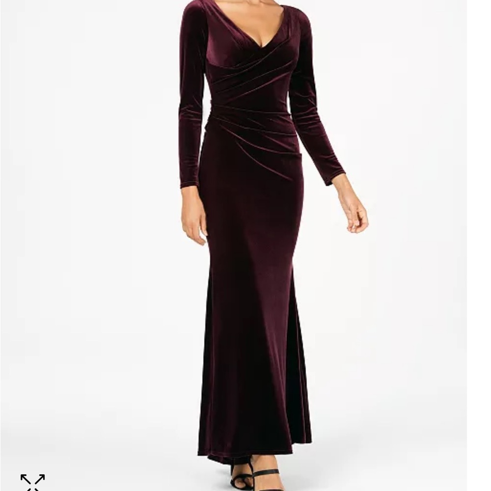 Vince Camuto Long  Sleeve Draped Velvet Gown